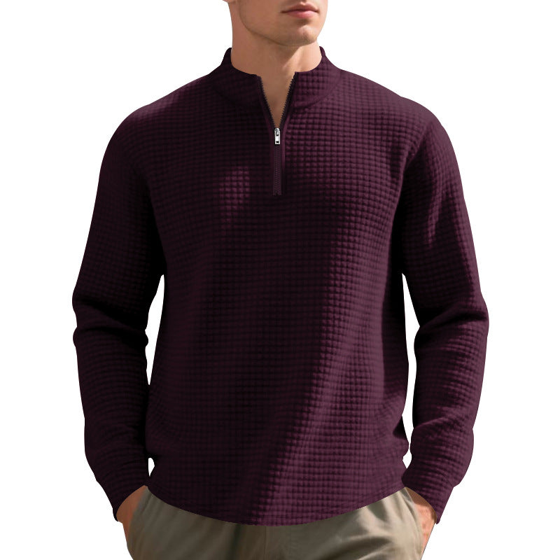 Herren bequemer Fleece-Hoodie mit hohem Kragen und praktischem Reißverschluss R&B