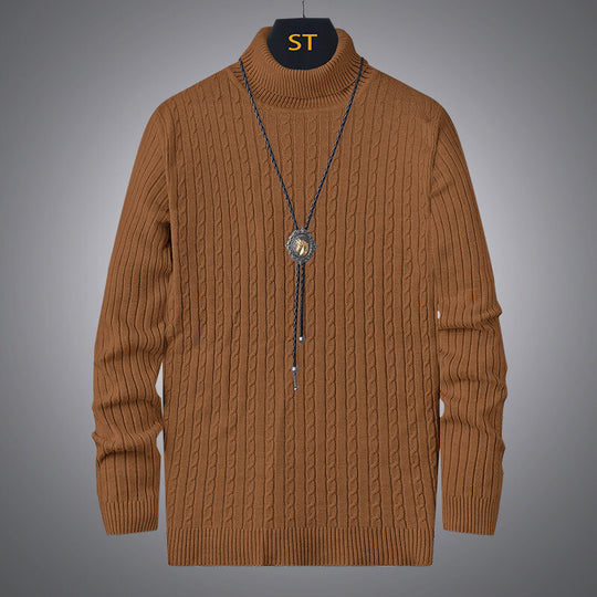Herren Rollkragenpullover mit strukturiertem Zopfmuster R&B