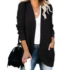 Damen Strickjacke mit tiefem V-Ausschnitt und praktischen Taschen R&B