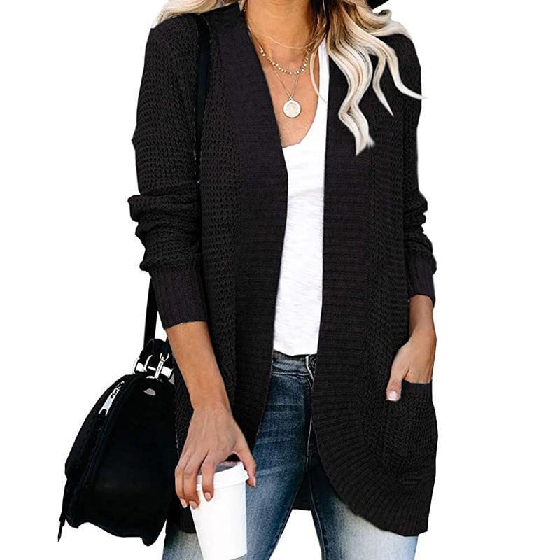 Damen Strickjacke mit tiefem V-Ausschnitt und praktischen Taschen R&B