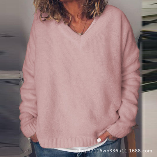 Damen V-Ausschnitt Pullover aus weichem Strick R&B