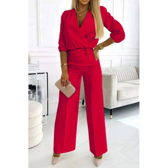 Damen elegantes Jumpsuit mit weiten Beinen R&B