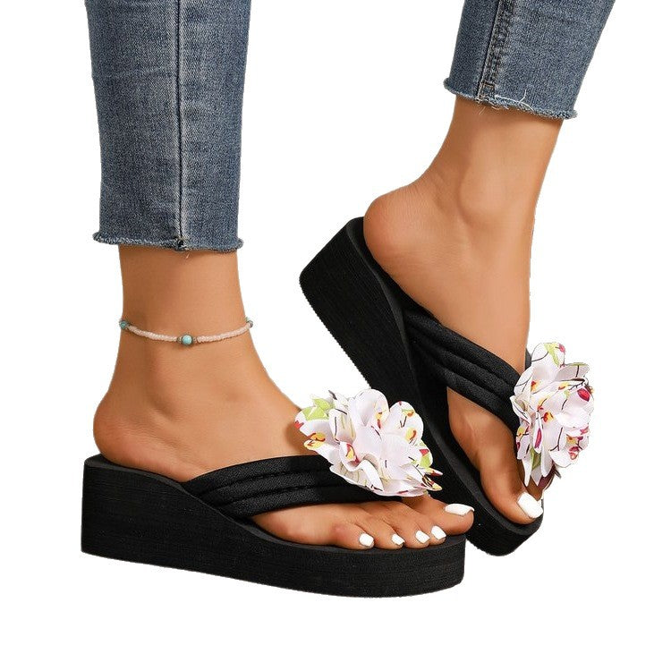 Damen Plateau-Sandalen mit floralem Design und komfortablem Fußbett R&B