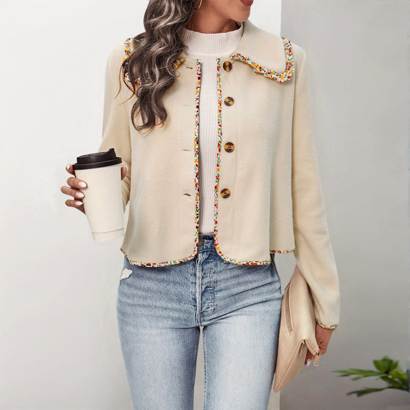 Damen elegante Jacke mit blumigen Akzenten und weichem Stoff R&B