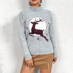 Damen Kuscheliger Rollkragenpullover mit festlichem Rentierdesign R&B