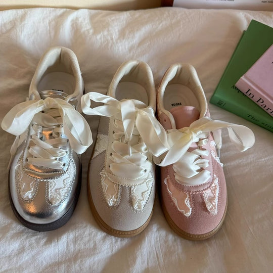 Damen modische Sneakers mit edlem Satinband R&B
