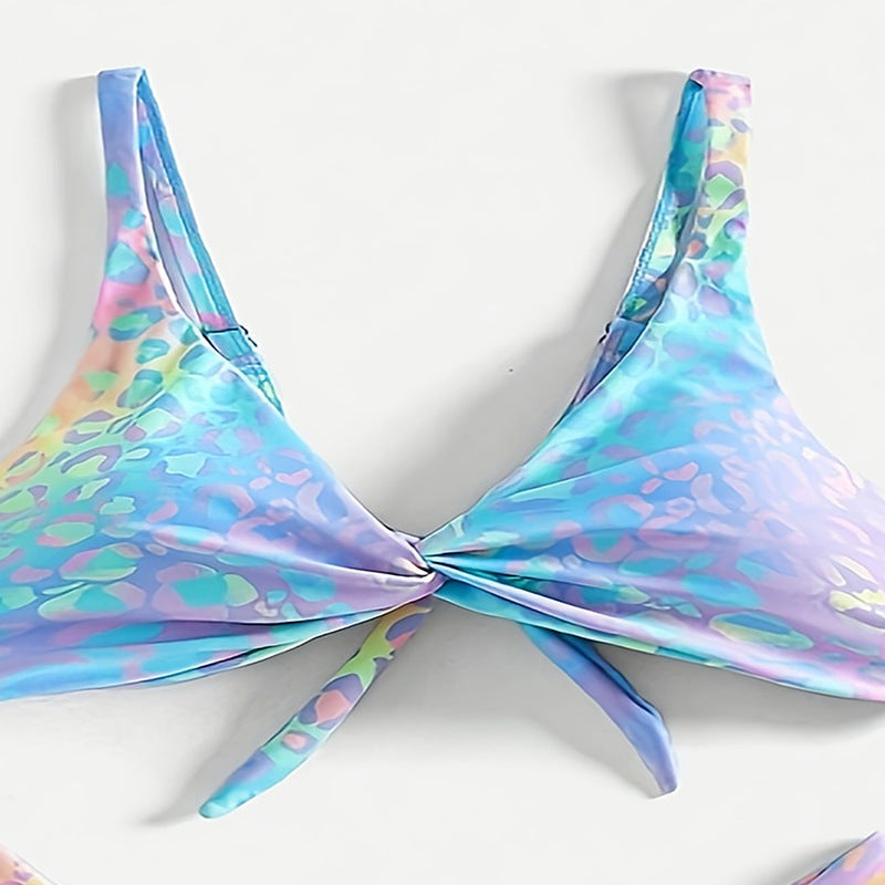 Damen Triangel-Bikini mit elastischem Riemen und verspieltem Knoten R&B