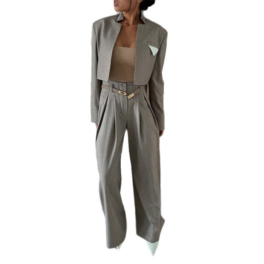 Damen modisches cropped Blazer-Ensemble mit weitem Hosen R&B
