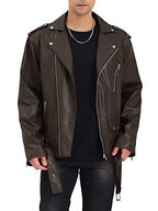 Herren Biker-Lederjacke mit asymmetrischem Reißverschluss