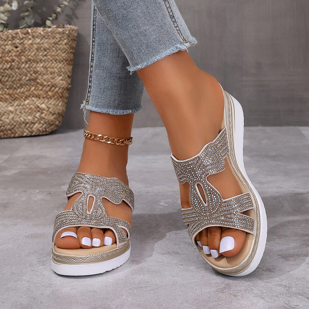 Damen Glitternde Plateau-Sandalen mit funkelndem Strassbesatz R&B