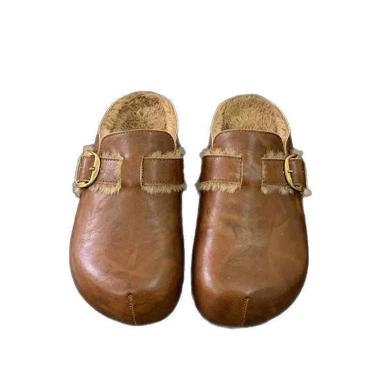 Damen Clogs mit hochwertigem Fellfutter und modischem Schnallenverschluss R&B