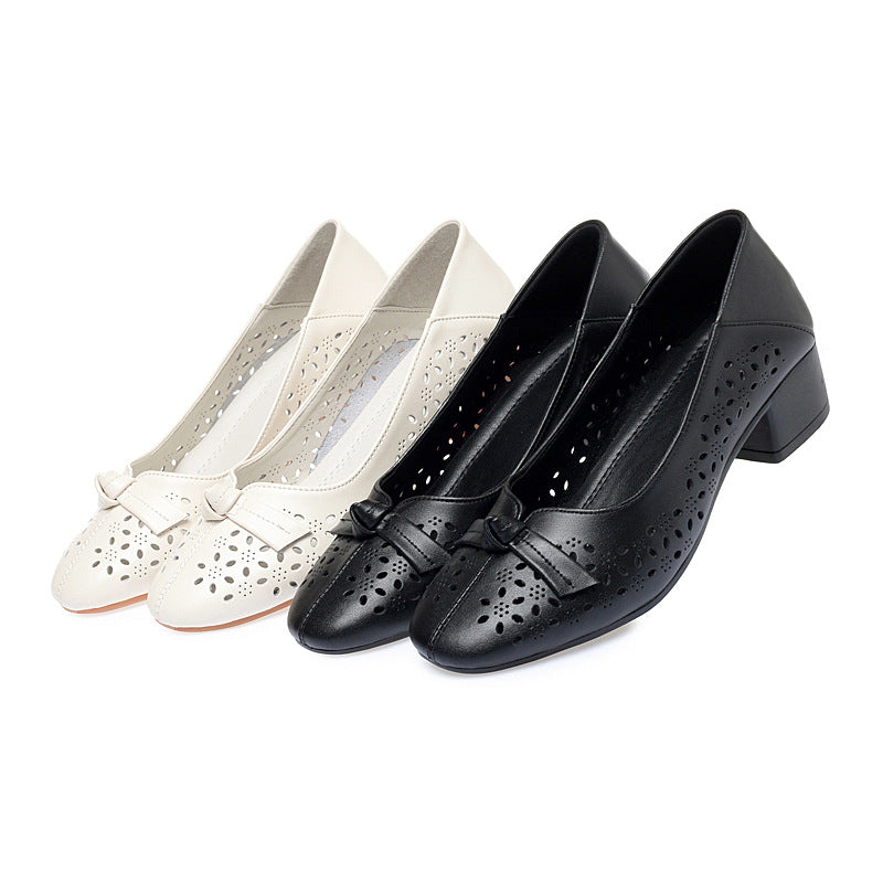 Damen Elegante und luftige Ballerinas mit modischem Lochdesign und komfortablem Absatz R&B