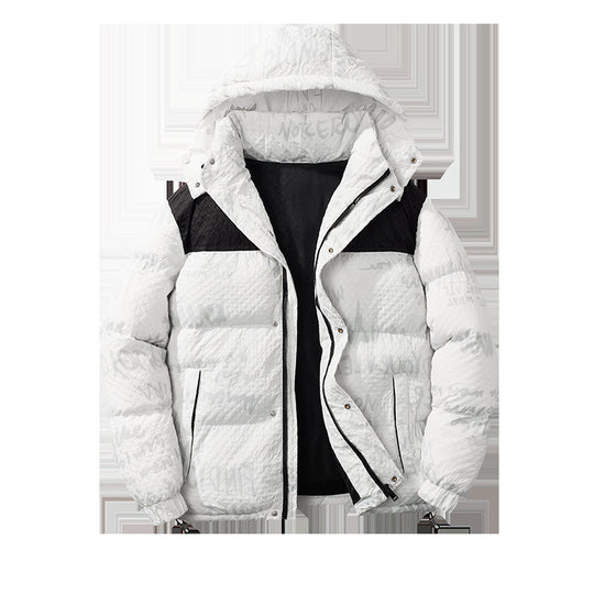 Herren modische Daunenjacke mit Kapuze und kontrastierenden Einsätzen R&B