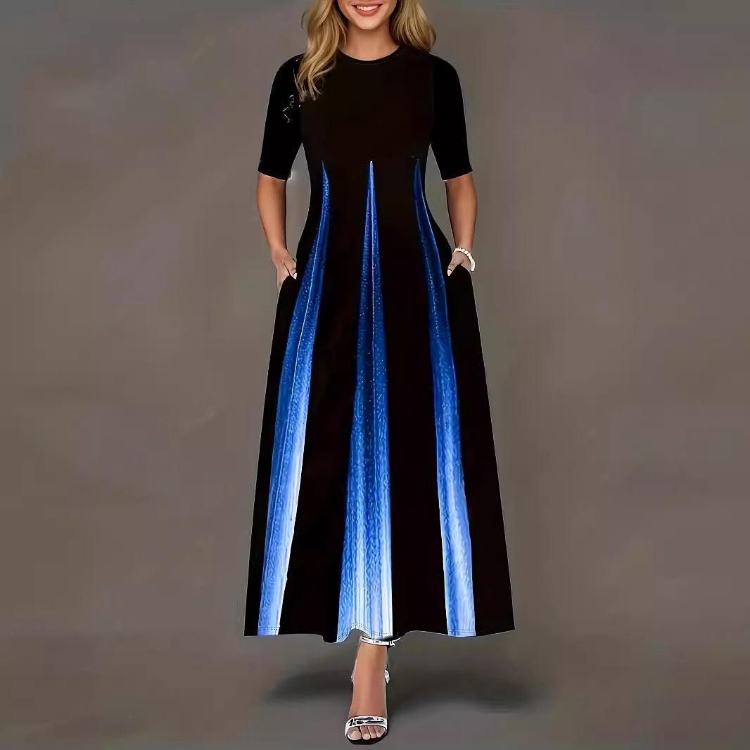 Damen Maxikleid mit schickem Faltenwurf und seitlichen Taschen R&B