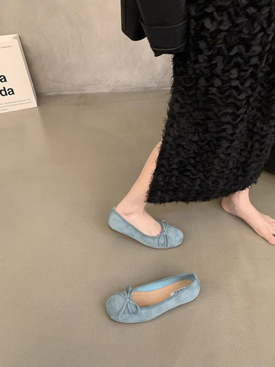 Damen bequeme Ballerinas mit dekorativem Schleifenakzent und elastischem Fußbett R&B