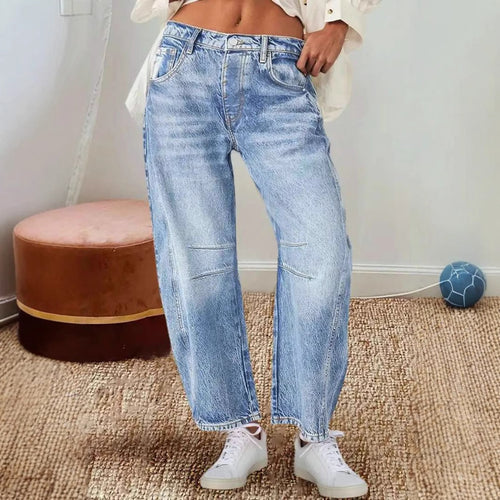 Damen Weite Jeans im lässigen Vintage-Stil mit hochwertigen Details R&B