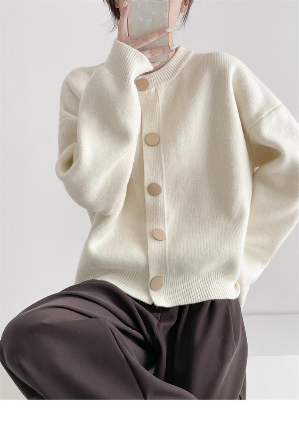 Damen Oversized Strickjacke mit großen Holzknöpfen und weitem Schnitt R&B