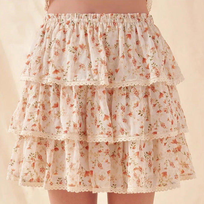 Damen schwingender Minirock mit floralen Rüschendetails R&B