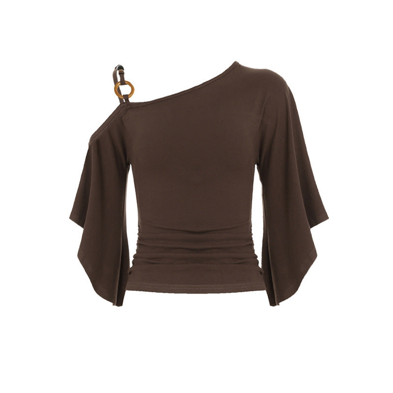Damen asymmetrisches Oberteil mit fließenden Ärmelansätzen R&B