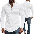 Herren nan strukturierter Grid-Halbzip-Pullover mit hohem Stehkragen und elastischem Komfortsaum R&B