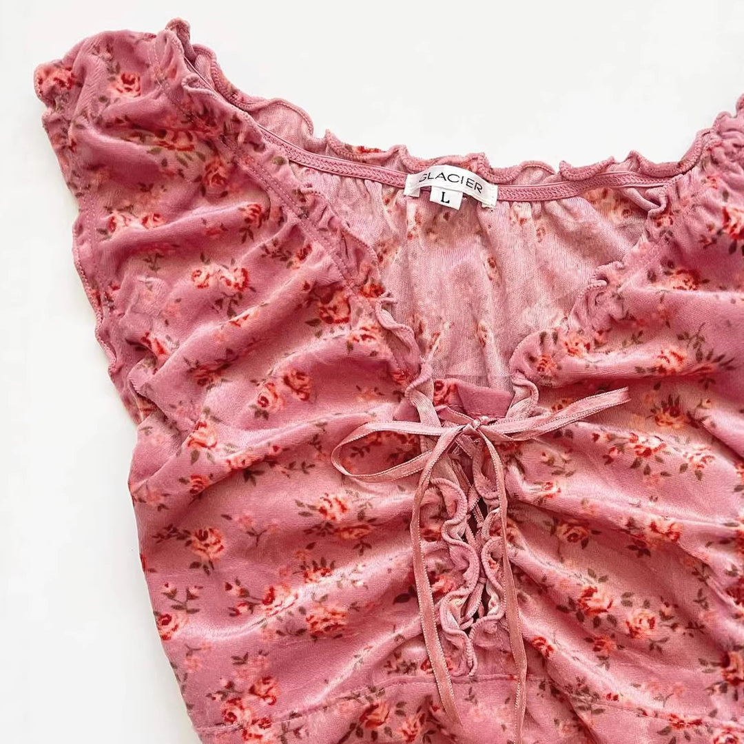 Damen Spitzenshirt mit Raffung und floralem Muster R&B