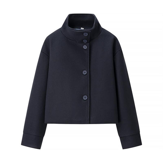 Damen modische Cropped-Jacke mit hohem Kragen und praktischen Knöpfen R&B