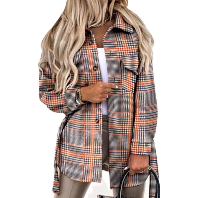 Damen Oversized Karo-Hemdenjacke aus weichem Material R&B