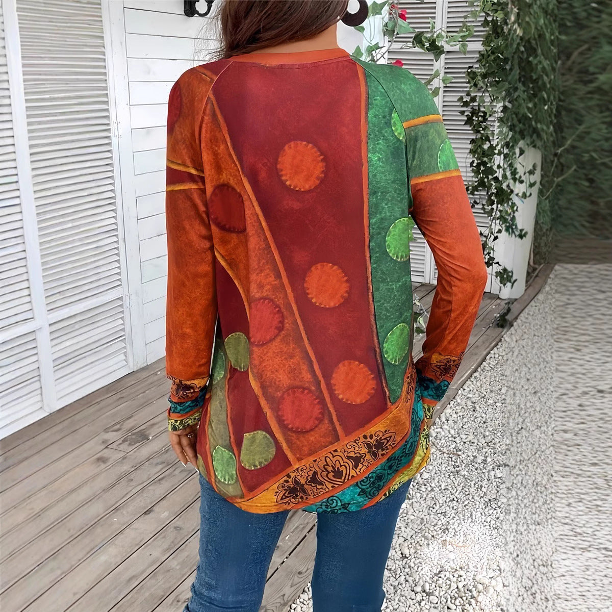 Damen Kunstvoll gestaltetes Langarmshirt R&B