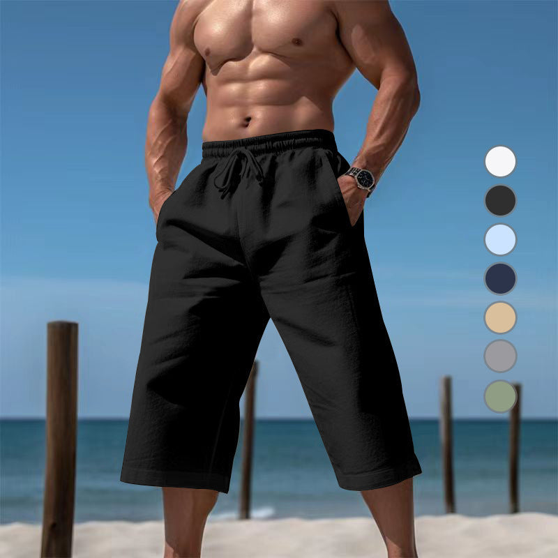 Herren nan lässige knielange Bermuda-Shorts mit elastischem Bund und Tunnelzug R&B