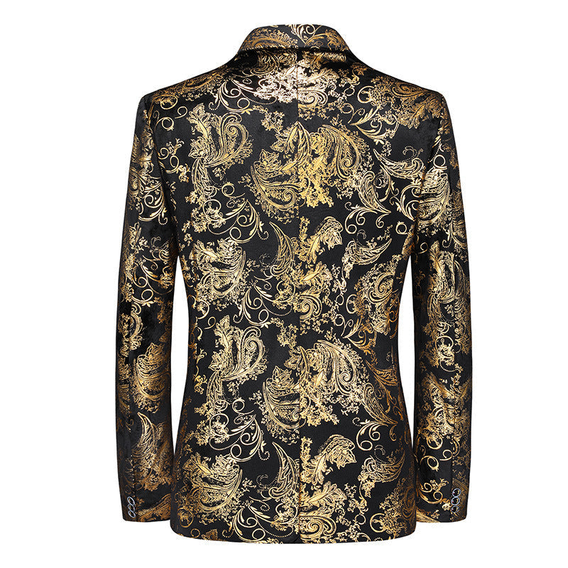 Herren nan ornamentaler Smokingblazer mit Schalkragen, Slim-Fit und edlem Paisley-Druck R&B
