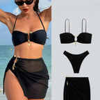 Damen Bandeau-Bikini Set mit eleganter Rock-Overlay R&B