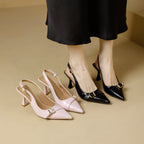 Damen Slingback-Pumps mit verstellbarem Riemen und eleganter Schnallenapplikation
