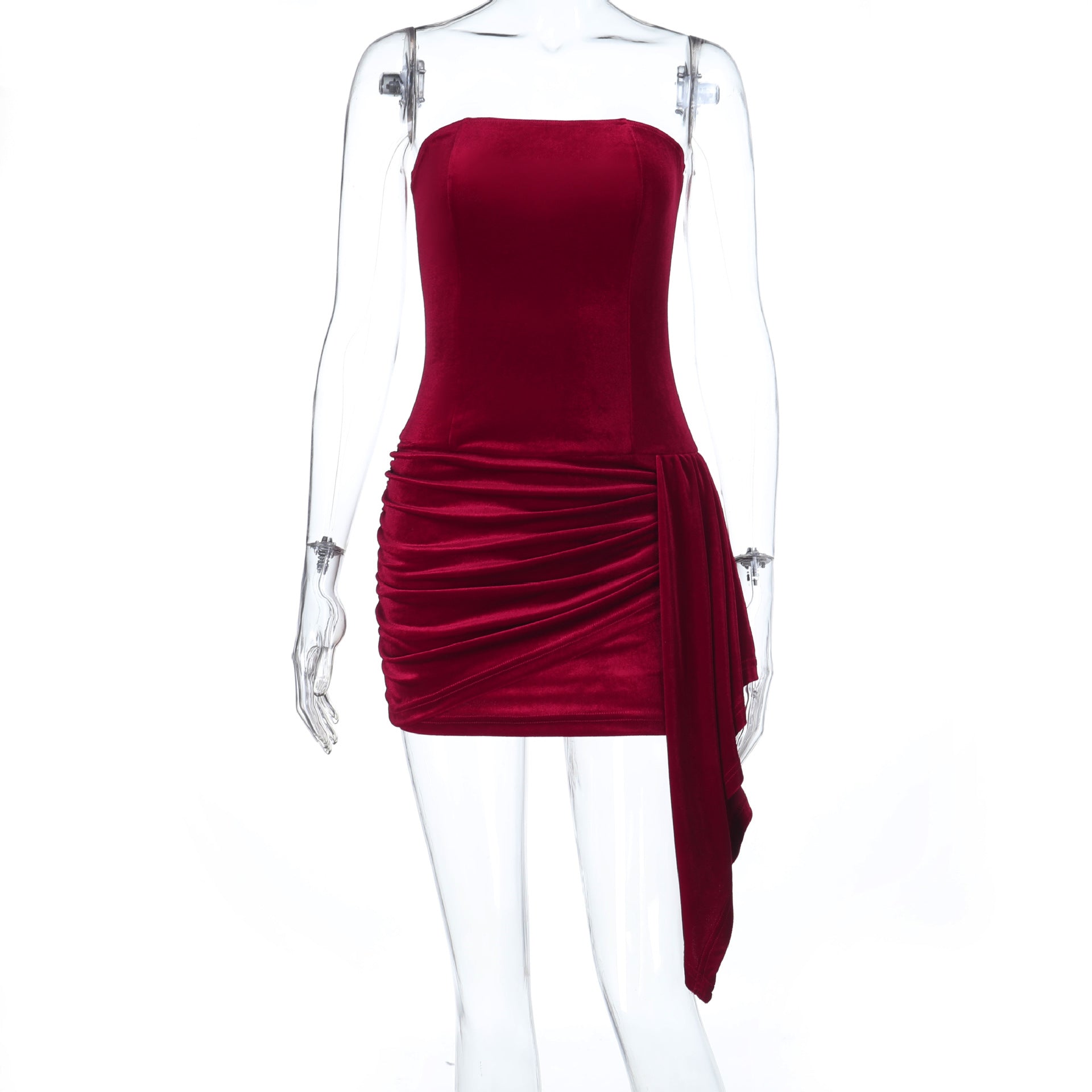 Damen verführerisches Bustier-Kleid mit asymmetrischem Rüschensaum R&B