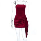 Damen verführerisches Bustier-Kleid mit asymmetrischem Rüschensaum
