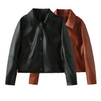 Damen Kunstlederjacke mit modernen Knopfdetails R&B