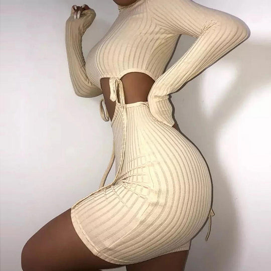 Damen figurbetontes Wickelkleid mit Cut-Out-Details R&B