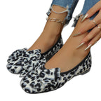 Damen Ballerinas mit modischem Leopardenmuster und verspieltem Schleifendetail R&B