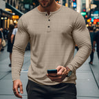 Herren Langarm-Hemd mit knopfbarem Kragen und strukturiertem Design R&B
