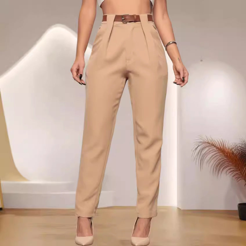 Damen elegante Hochbundhose mit Faltendetails R&B
