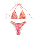 Damen Triangel-Bikini mit floralem Muster und hohem Beinausschnitt R&B