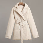 Damen Elegante und warme Wattierte Jacke mit Taillengürtel R&B