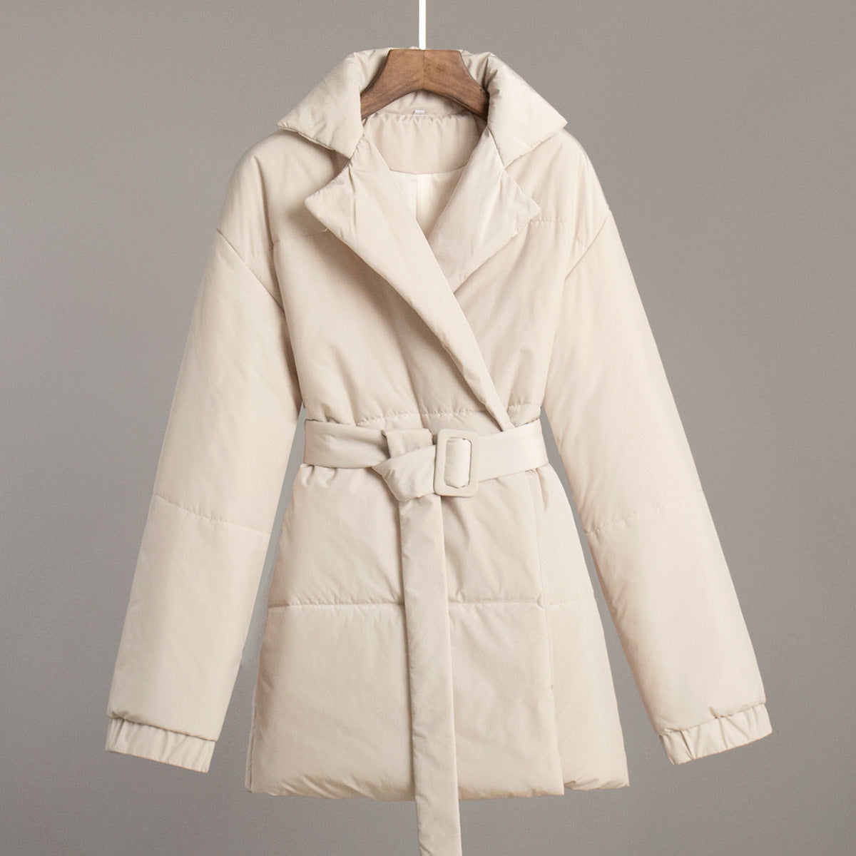 Damen Elegante und warme Wattierte Jacke mit Taillengürtel R&B