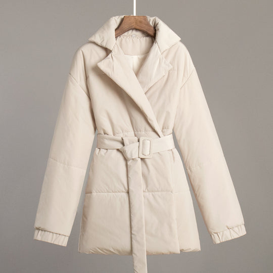 Damen Elegante und warme Wattierte Jacke mit Taillengürtel R&B