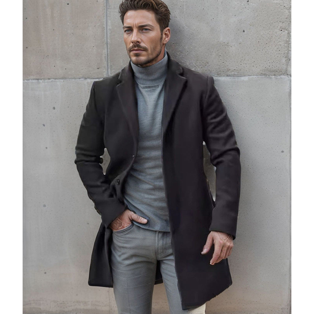Herren eleganter Langschaftmantel im minimalistischen Design R&B