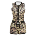Damen Sportliches Outfit mit Leopardenmuster und Knopfdetaillierung R&B