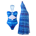 Damen Einteiler Badeanzug mit modernem Cut-Out und schickem Wickelrock R&B