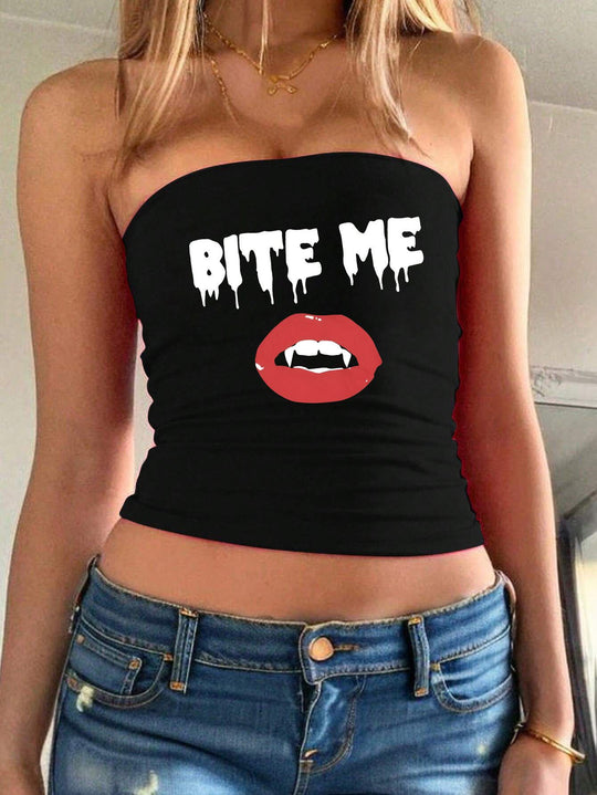 Damen Bandeau-Top mit fröhlichem Gespenster-Motiv R&B
