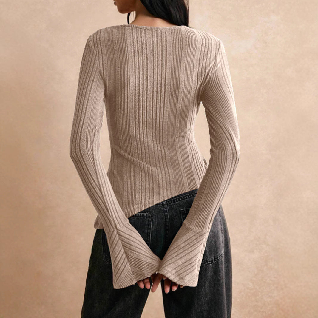Damen Langarm Oberteil mit asymmetrischem Schnitt R&B