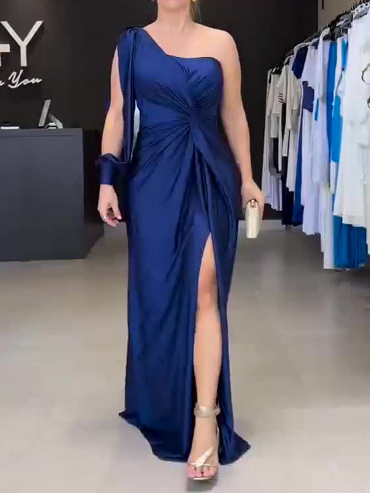 Damen Maxikleid mit asymmetrischem Design und seitlichem Schlitz R&B
