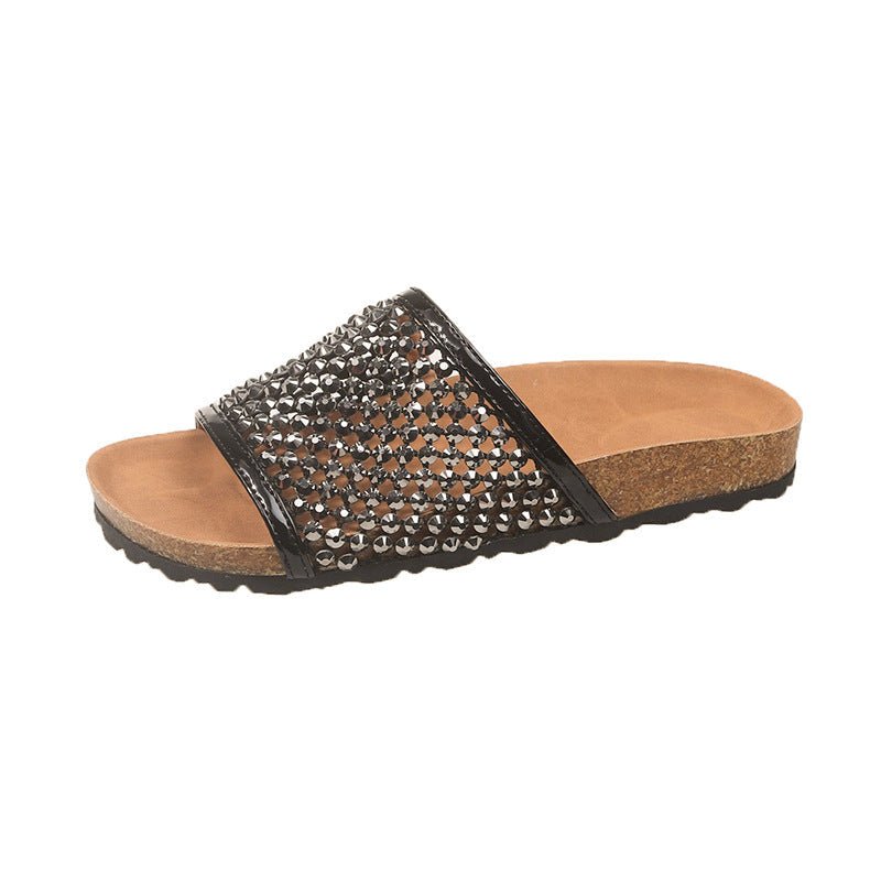 Damen Glamouröse Zehentrenner-Sandalen mit funkelnden Strass-Akzenten und anatomischer Fußbettgestaltung R&B